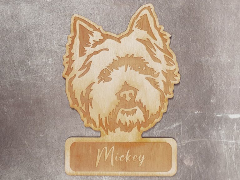 Houten Westie met naam