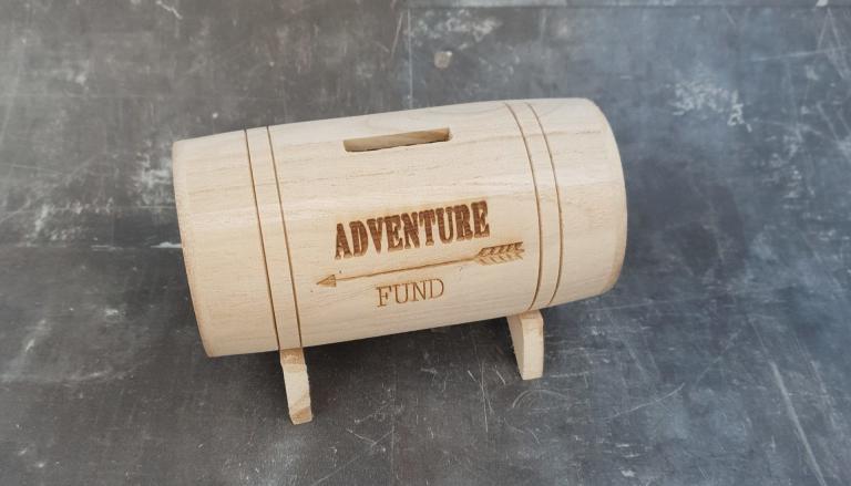 Houten Wijnvat Spaarpot