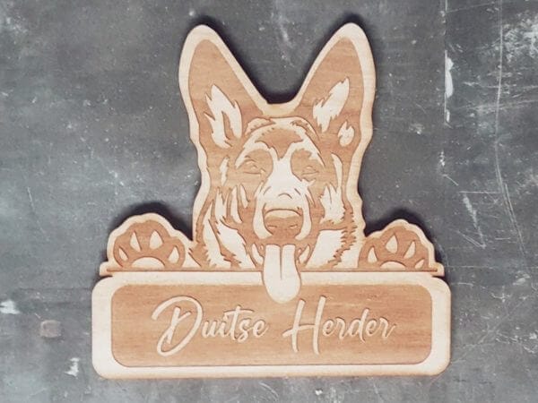 Houten Duitse Herder met naam