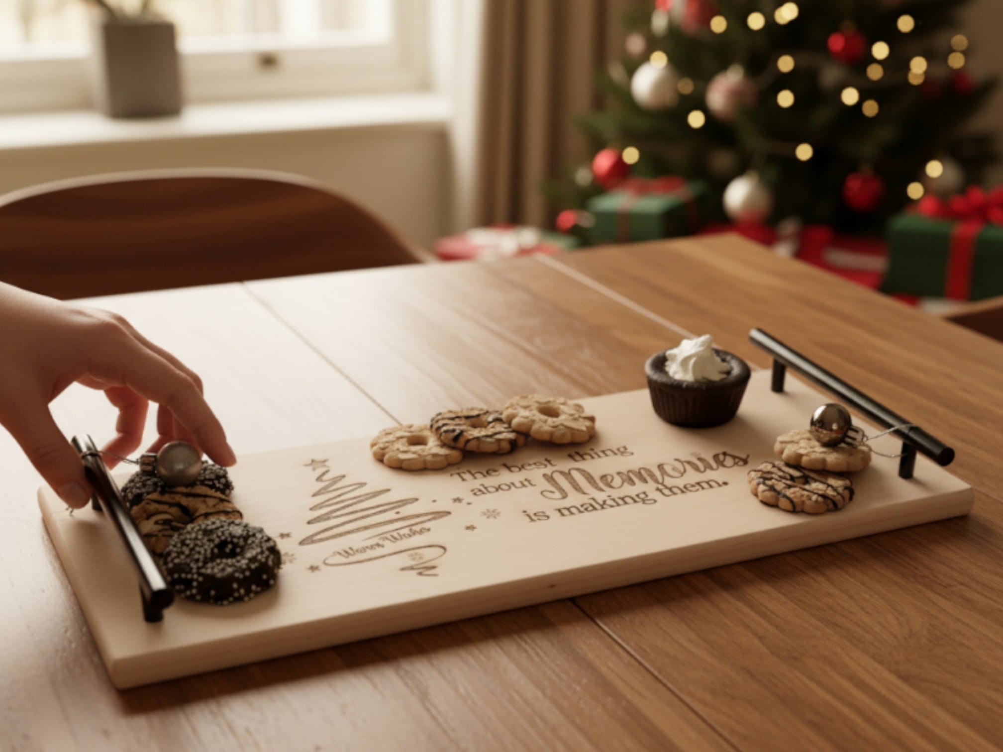 Kerst tapasplank _ Beuken _ Handgemaakt _ sfeerfoto-Photoroom