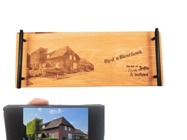 Borrelplank met foto eigen huis