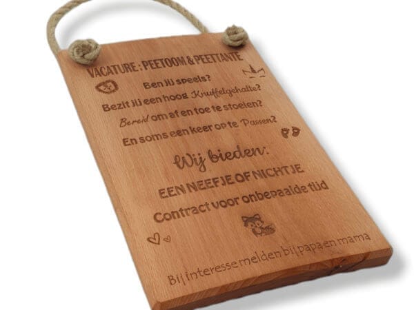 Tekstbord Peetoom en Peettante