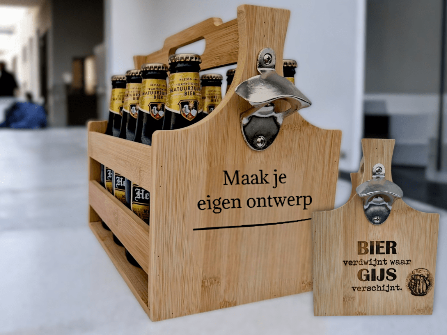 Houten Krat Met Het Pictogram Van Bierflessen Vector Illustratie