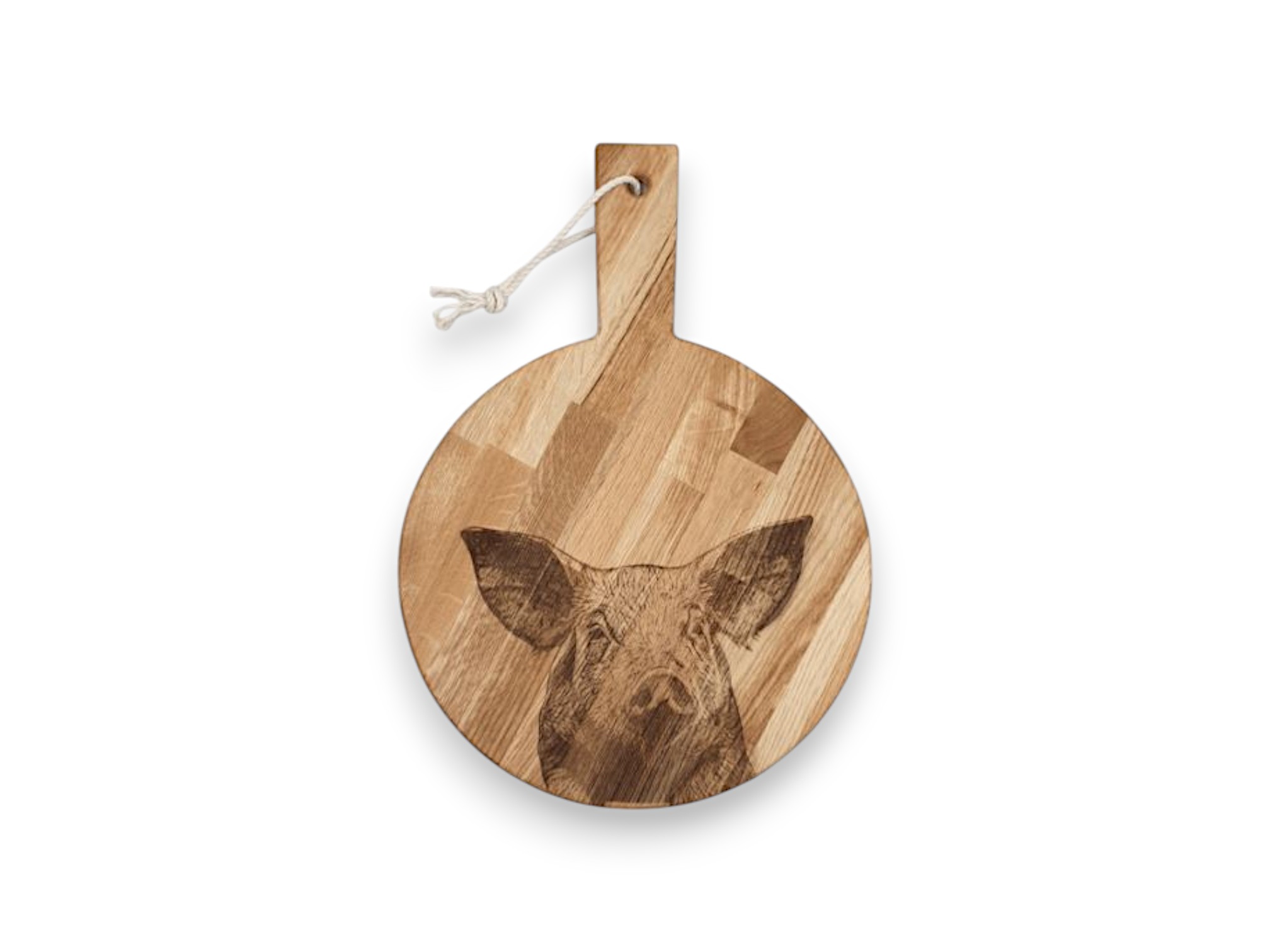 Ronde borrelplank varken | 40cm | eiken