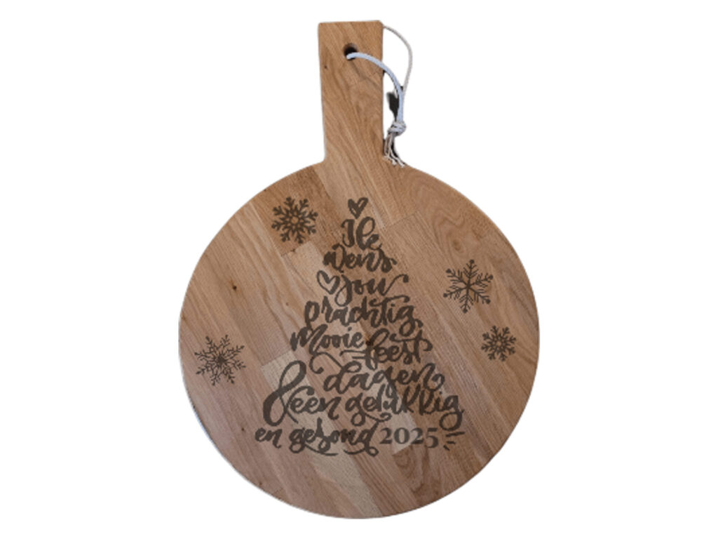 Borrelplank rond XL – Kerst kerstboom tekst
