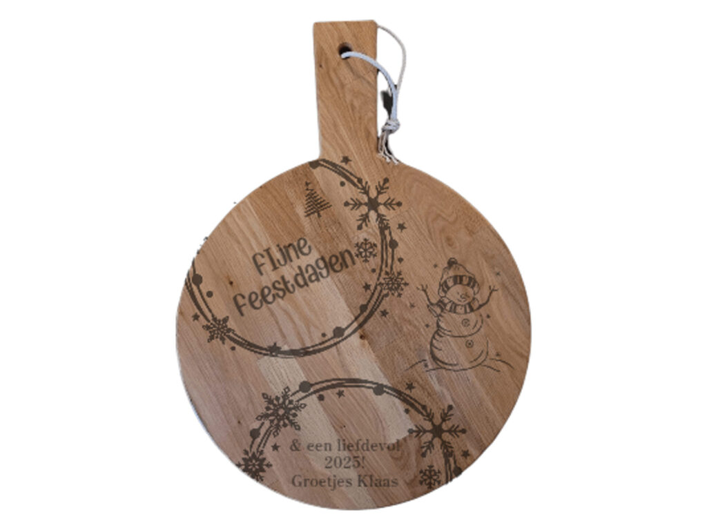 Borrelplank rond XL – Fijne Feestdagen
