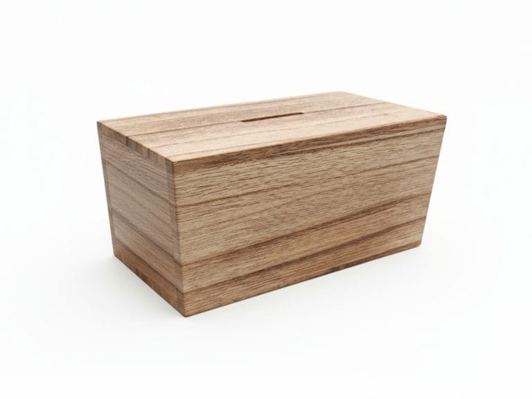 Spaarpot recht _ 15 x 7 cm _ Hout _ Leeg-Photoroom