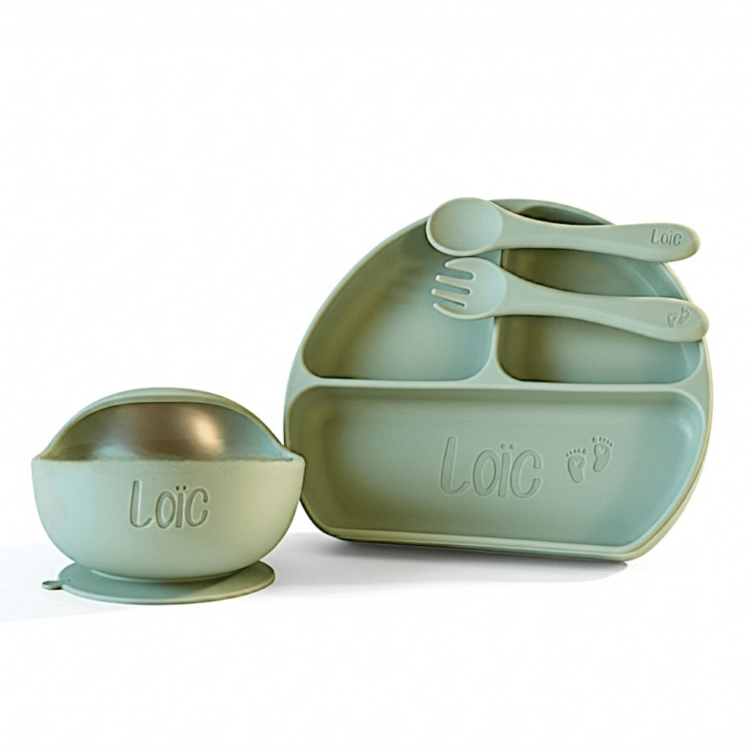 bord kommetje bestek vierkant groen-Photoroom