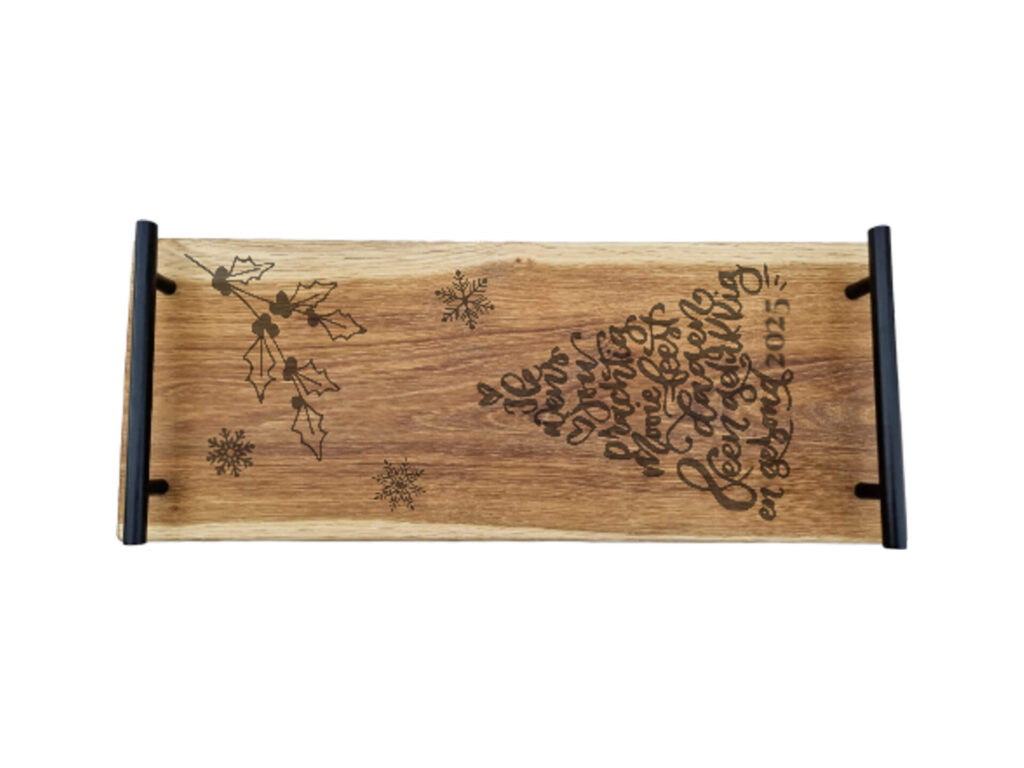 Eiken tapasplank 50 cm – Kerst kerstboom tekst