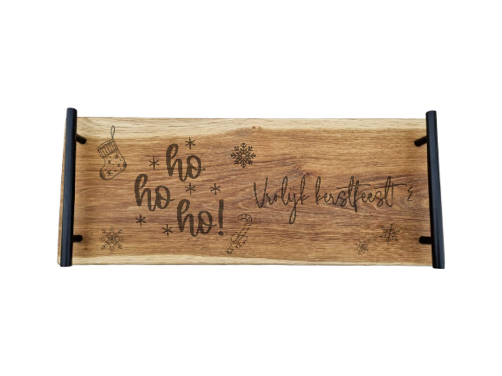 Eiken tapasplank 50 cm – Kerst vrolijk kerstfeest
