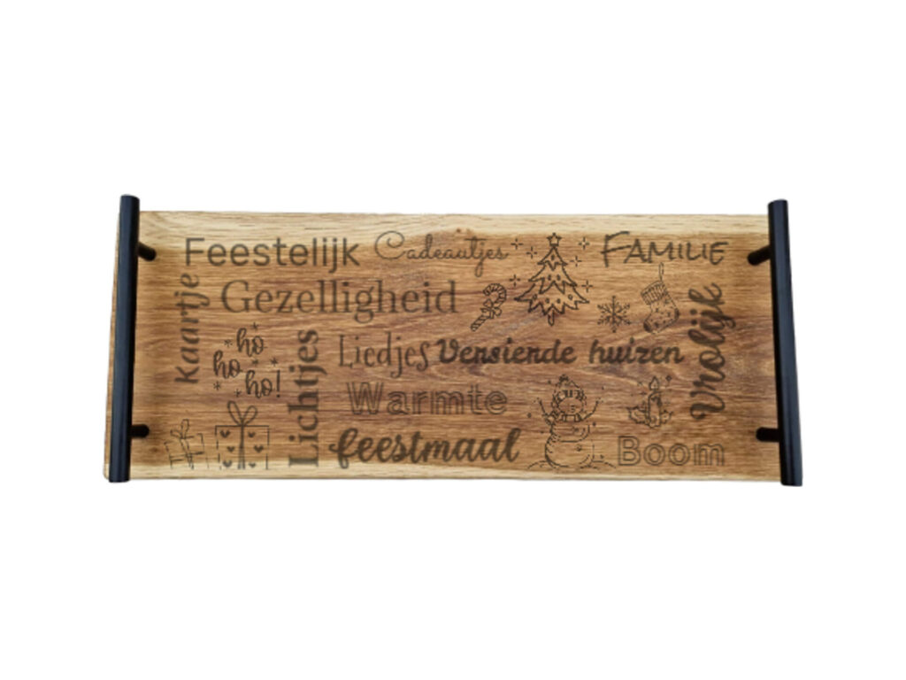 Eiken tapasplank 50 cm – Kerst woordenplank