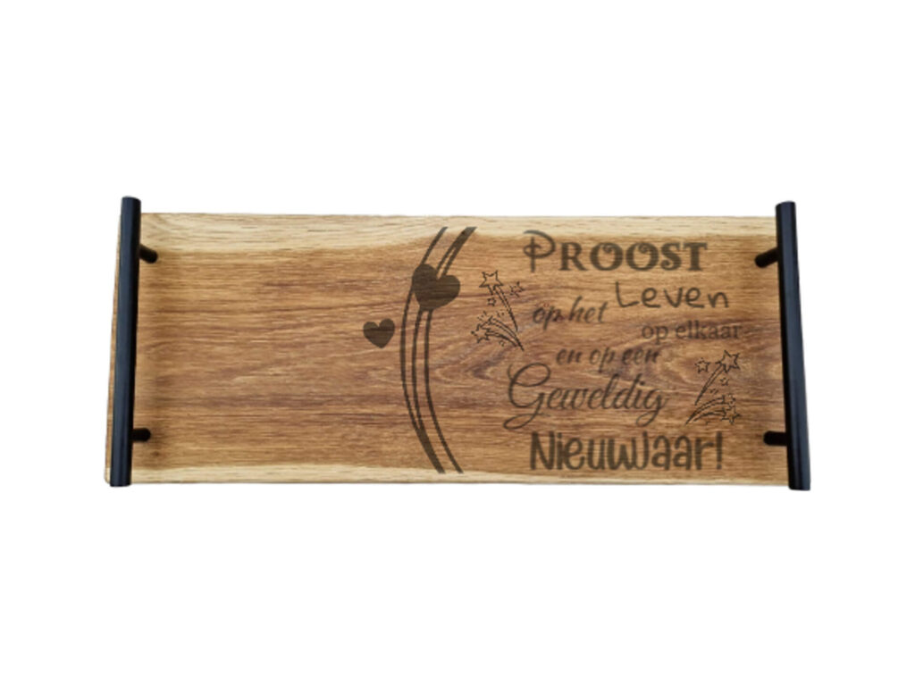 Eiken tapasplank 50 cm – Oud & Nieuw Proost op het leven