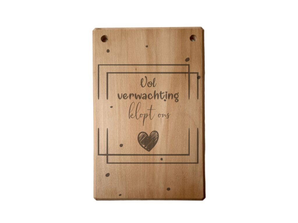 Tekstbord beuken - Sinterklaas vol verwachting klopt ons hart op witte achtergrond